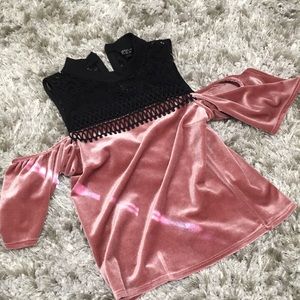 topshop cold shoulder velvet top